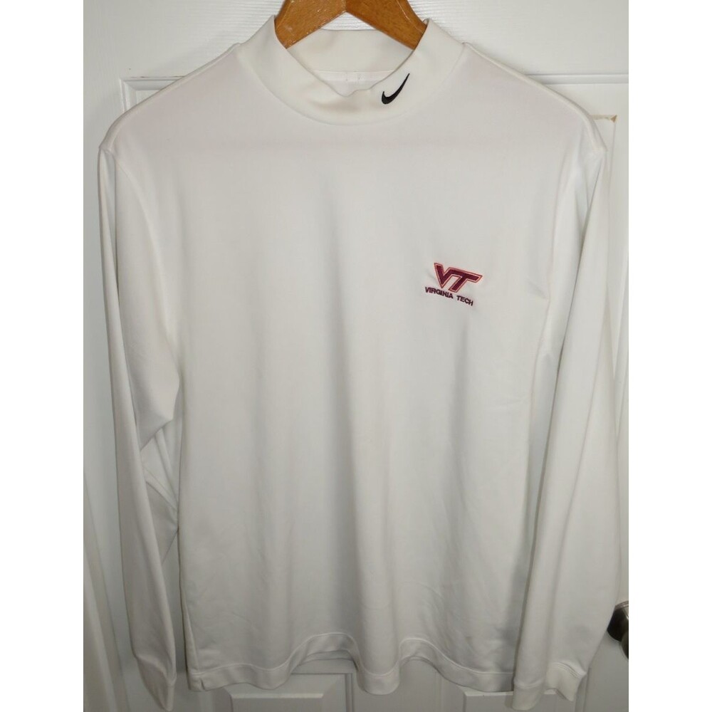 Nike Golf Dri-Fit Virginia Tech Hokies L/S Performance High Neck Shirt LG Y2k